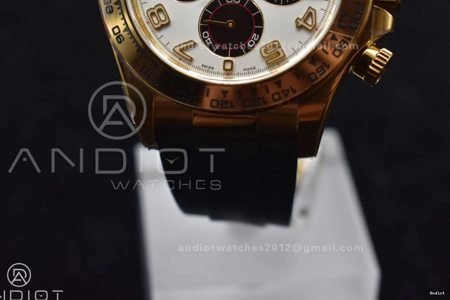 Best V2 116519 Case Rubber Strap 904L SA4130 Gold Daytona Black Clean SS Edition On 1:1 Dial 0418